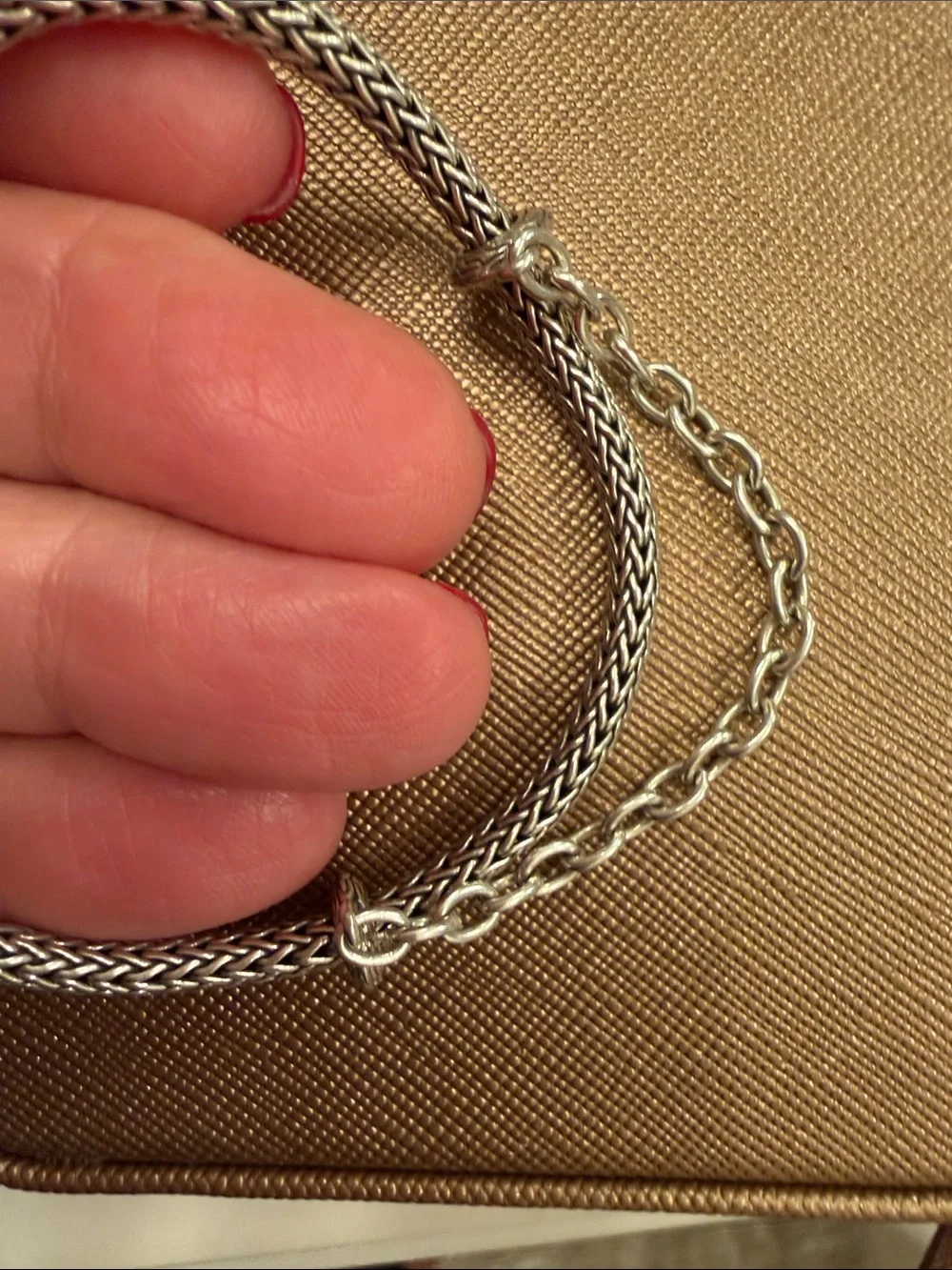 John Hardy Woven Rope Silver-Tone Bracelet with Chain Accent
